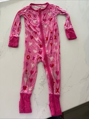 Little Sleepies Valentines Day Print Convertible Zippered Sleeper 6-12 months